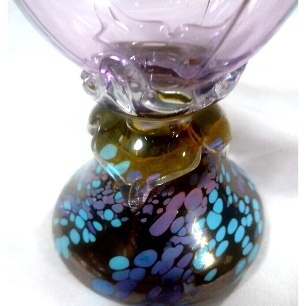 Unique 13 X 7.5  Purple Art Deco Murano Vines Confetti Centerpiece Vase Vintage - Picture 12 of 16